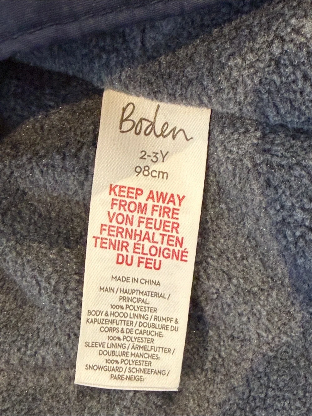 Boden kids snow jacket 2-3 year old